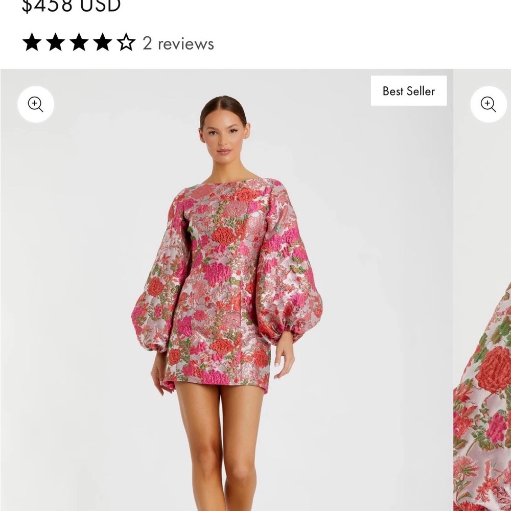 Textured Pink MacDuggal Floral Jacquard Dress